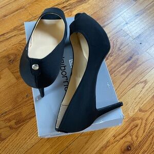 Liz Claiborne Black Heels with Gem Accent